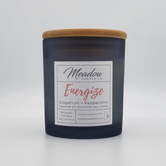 Energize Aromatherapy Soy Candle with Grapefruit and Peppermint Essential Oils 12 oz