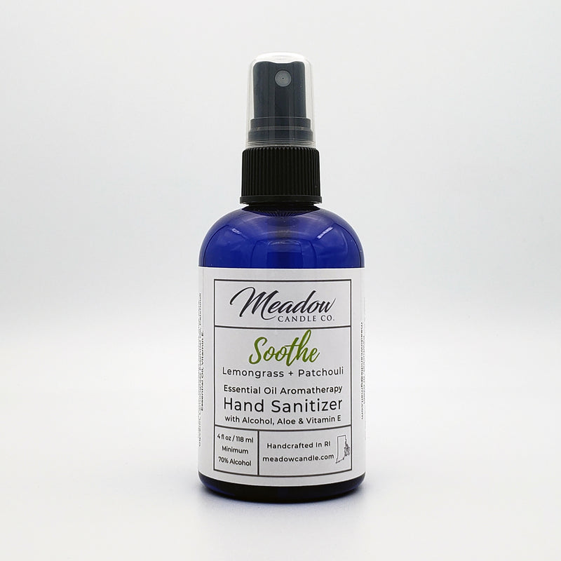 Soothe Aromatherapy Hand Sanitizer with Lemongrass and Patchouli Essential Oils 4 oz