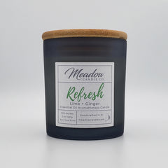 Refresh Aromatherapy Soy Candle with Lime and Ginger Essential Oils 12 oz
