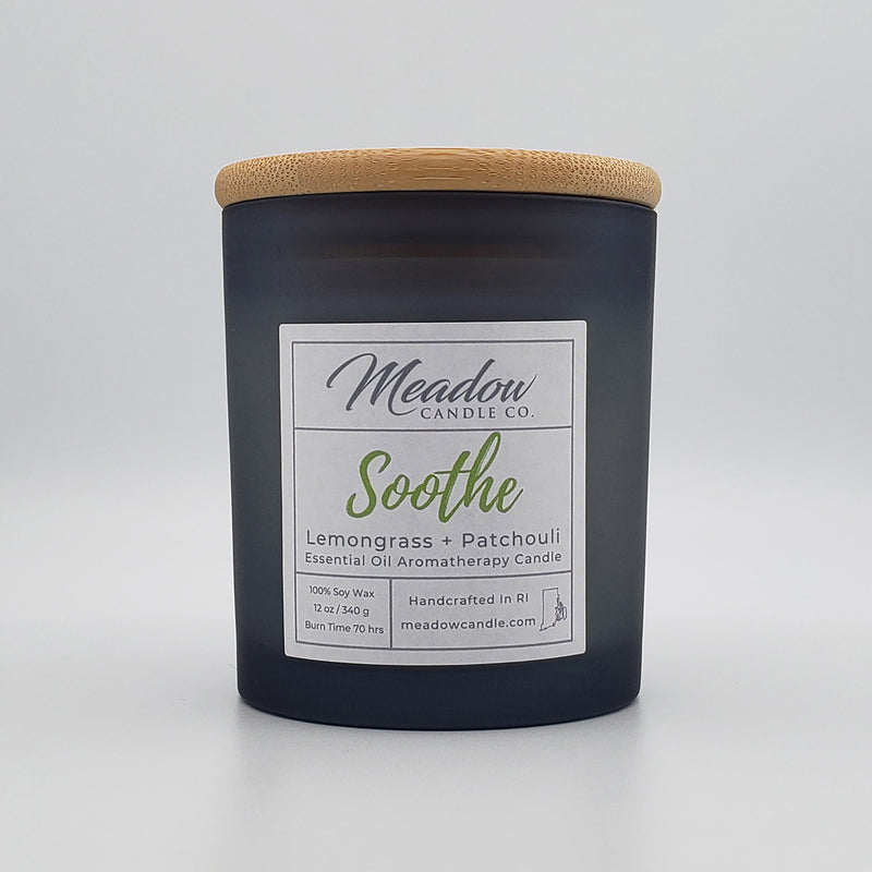 Soothe Aromatherapy Soy Candle with Lemongrass and Patchouli Essential Oils 12 oz