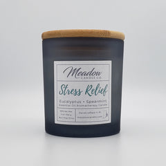Stress Relief Aromatherapy Soy Candle with Spearmint and Eucalyptus Essential Oils 12 oz