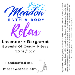 Relax Lavender & Bergamot Essential Oil Goat Milk Soap 5.5 oz