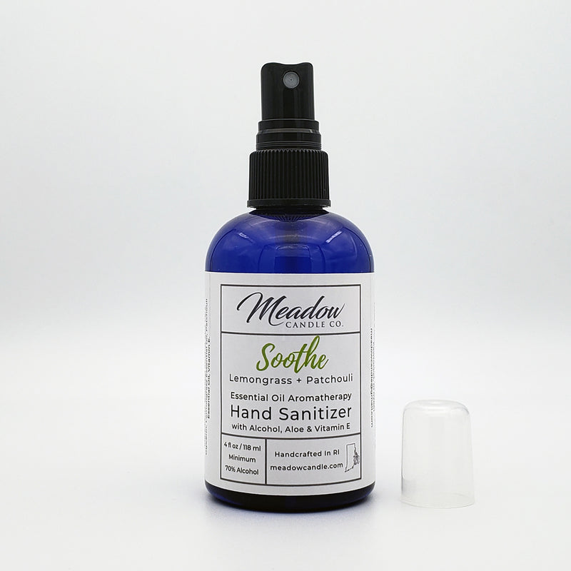 Soothe Aromatherapy Hand Sanitizer with Lemongrass and Patchouli Essential Oils 4 oz