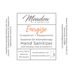 Energize Aromatherapy Hand Sanitizer with Grapefruit and Peppermint Essential Oils 4 oz