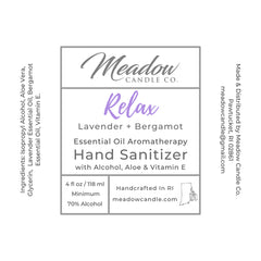 Relax Aromatherapy Hand Sanitizer with Lavender and Bergamot Essential Oils 4 oz