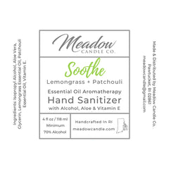 Soothe Aromatherapy Hand Sanitizer with Lemongrass and Patchouli Essential Oils 4 oz