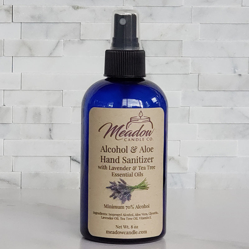 Alcohol & Aloe Hand Sanitizer Spray With Lavender & Tea Tree Essential Oils 8 oz.